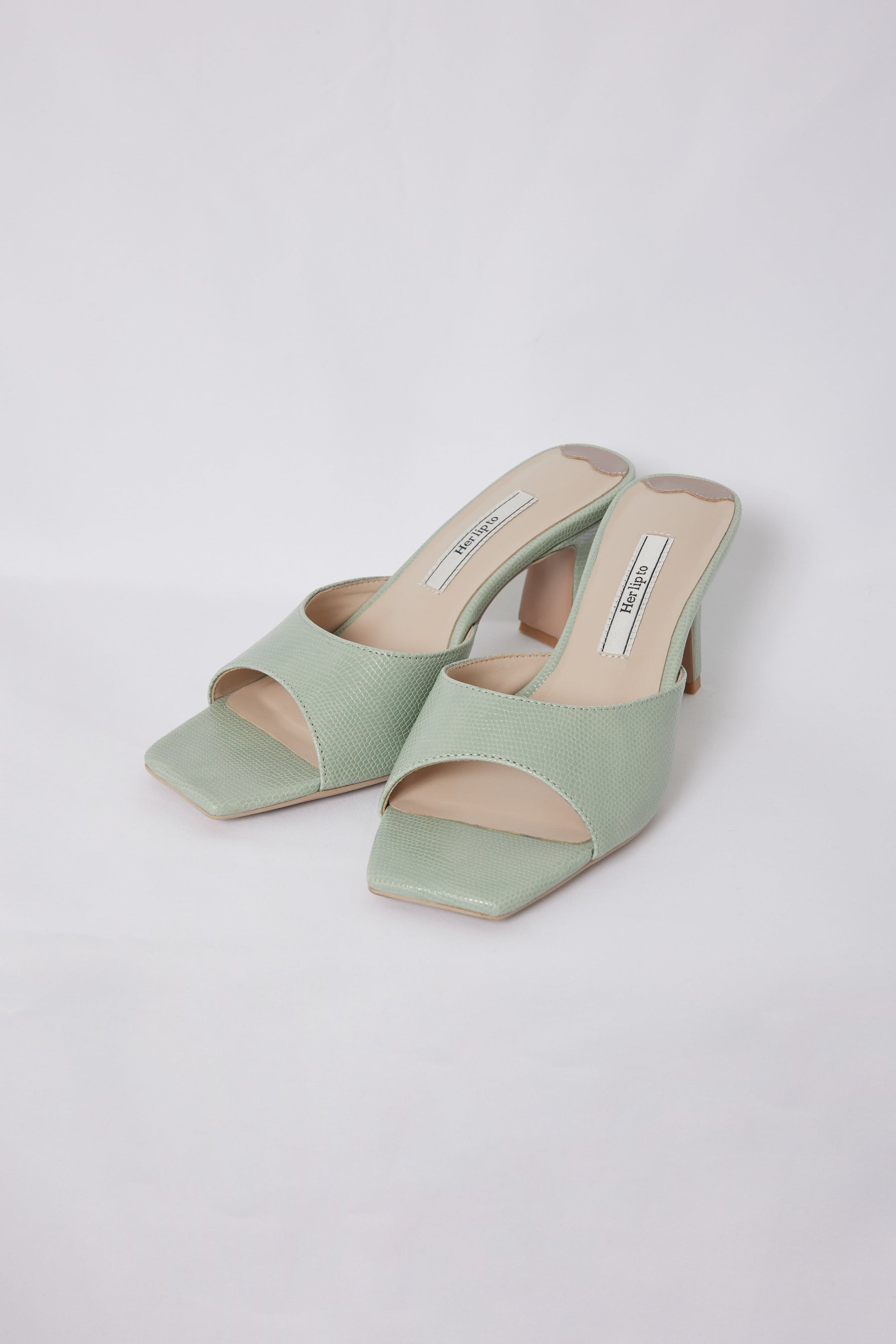 【6月上旬発送】【mint  / pink beige】Square-Toe Mules