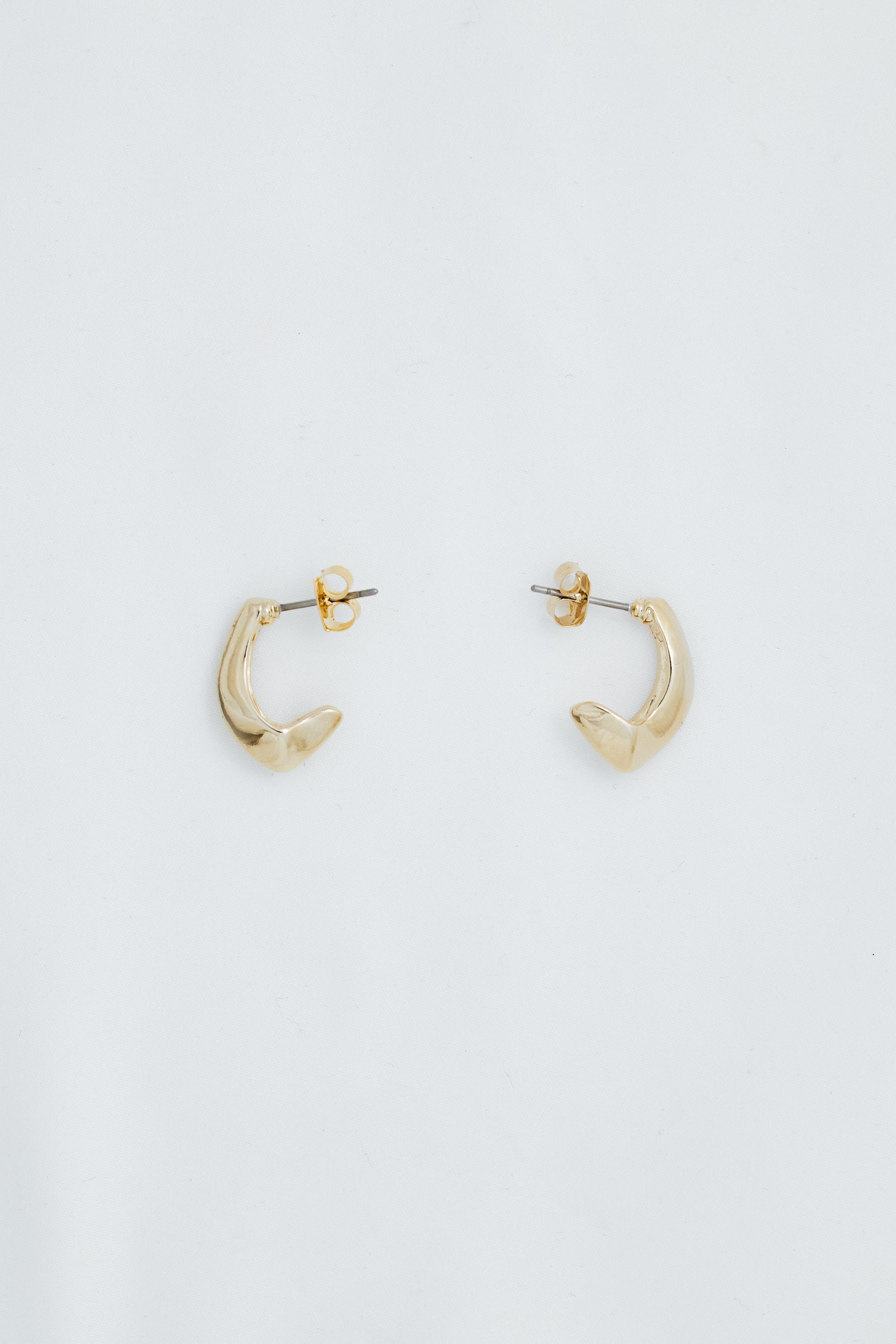 Gold Wave Pierced Earrings