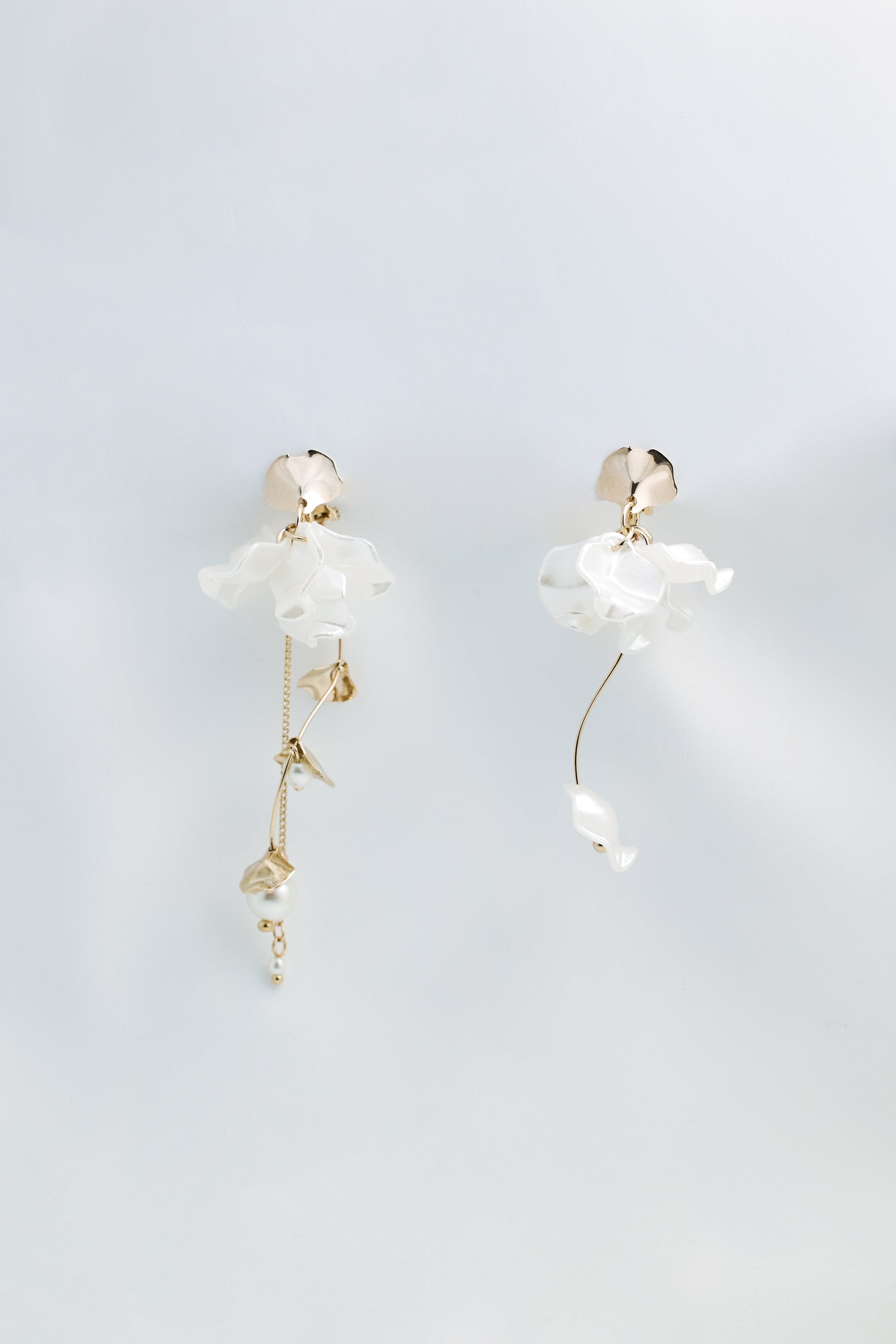 Clear Flower Gold Tone Earrings