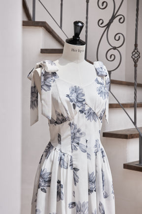 【新色】Sunflower-Printed Midi Dress