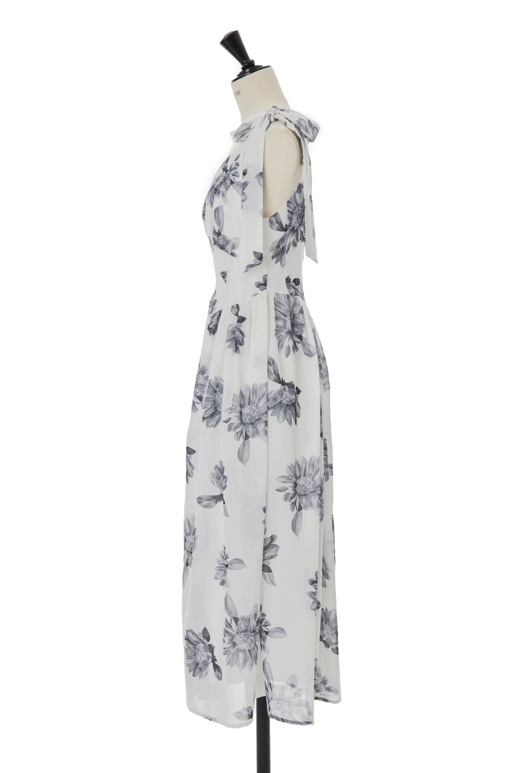 【7月中旬出貨】【pearl white / sky】Sunflower-Printed Midi Dress