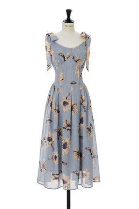 【新色】Sunflower-Printed Midi Dress