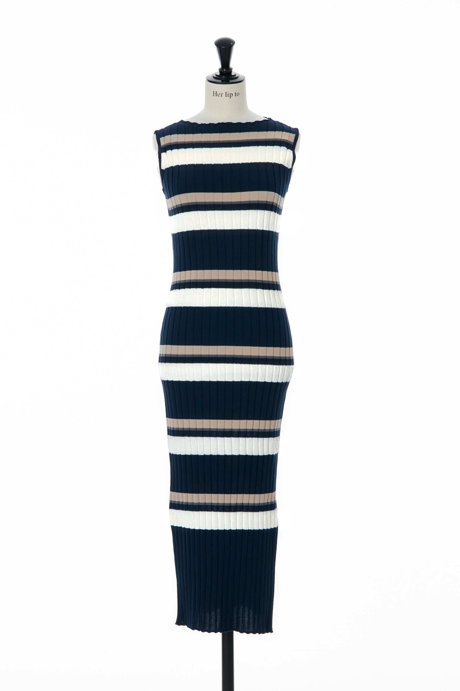 5月中旬発送】【新色】Cotton Striped Ribbed Knit Dress