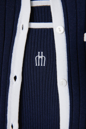 Trois Logo Bicolor Rib Knit Set