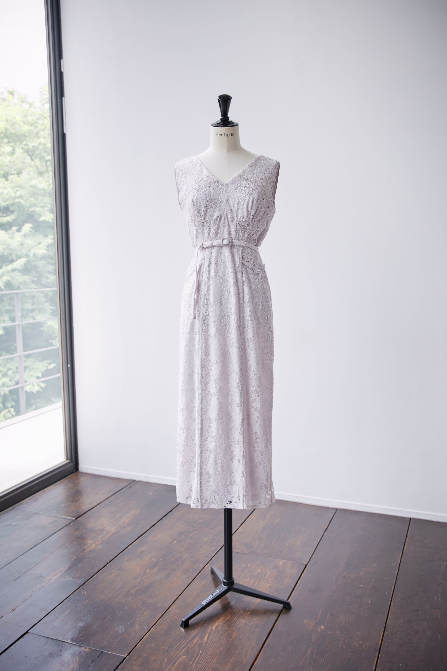 Waltz Floral Lace Belted Dress