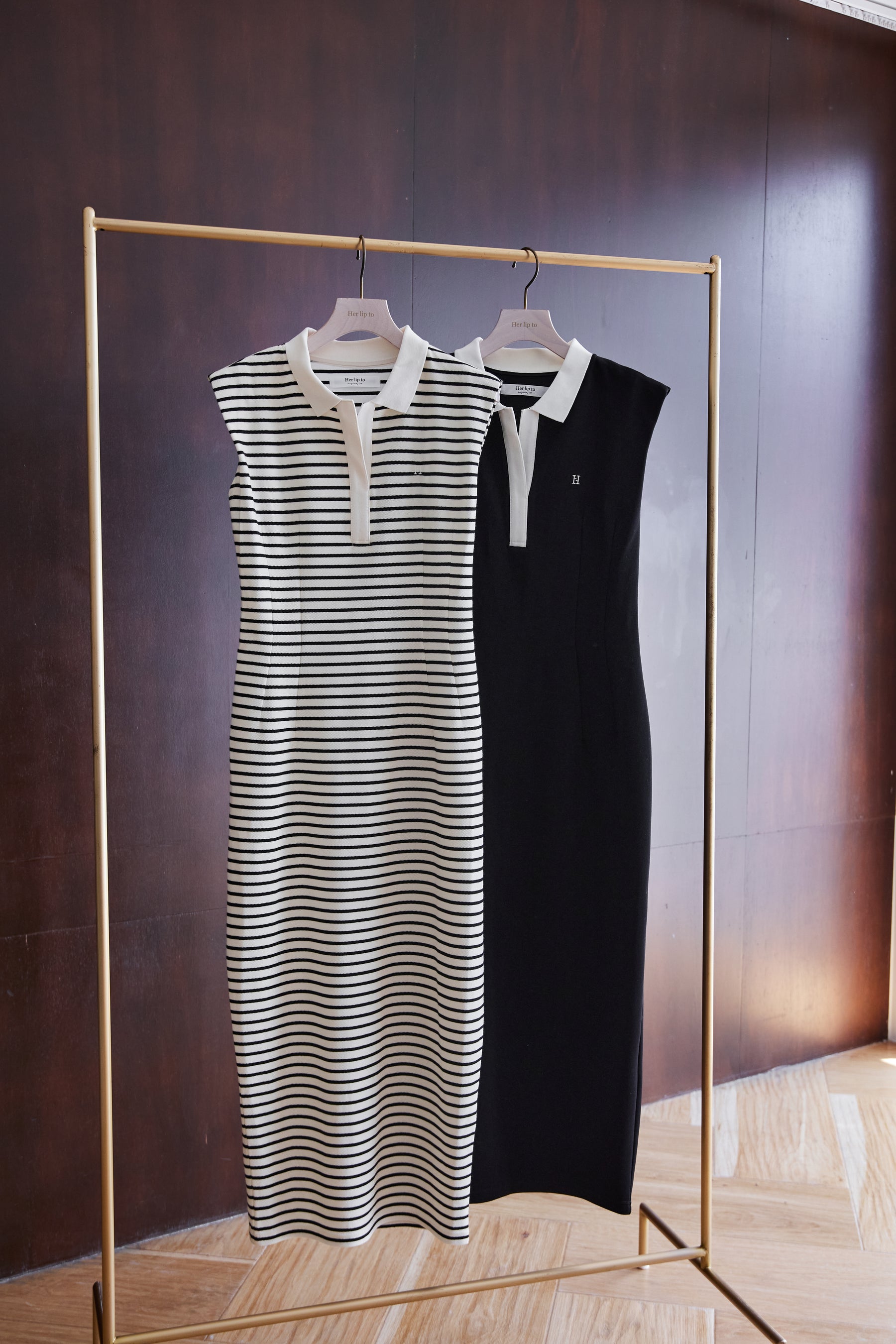 [Shipping in late August] French Sleeve Polo Long Dress