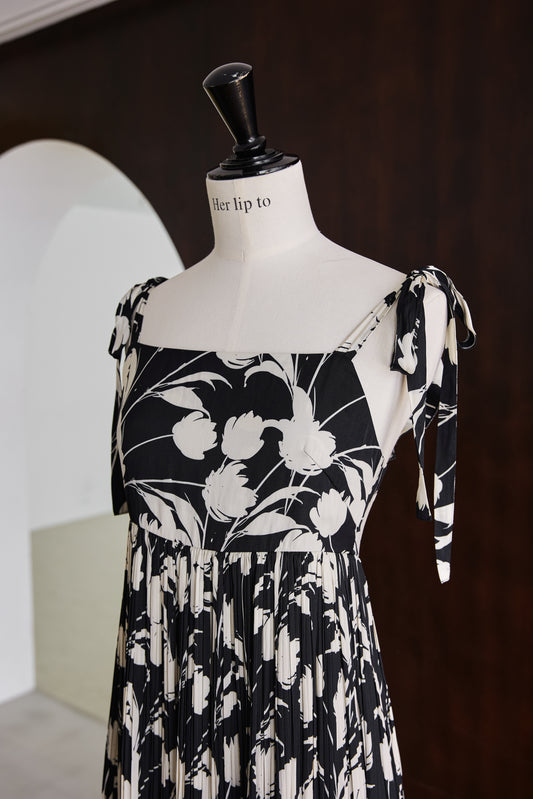 Floral Pleated Satin Cami Dress