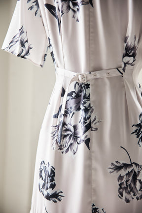 Monochrome Peony Satin Dress