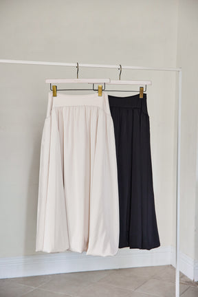 Gathered Balloon Long Skirt