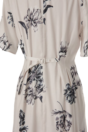 Monochrome Peony Satin Dress