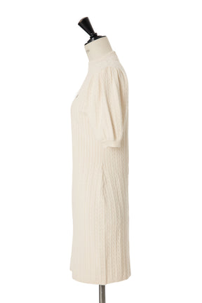 [New color] Puff Sleeve Cable Knit Dress