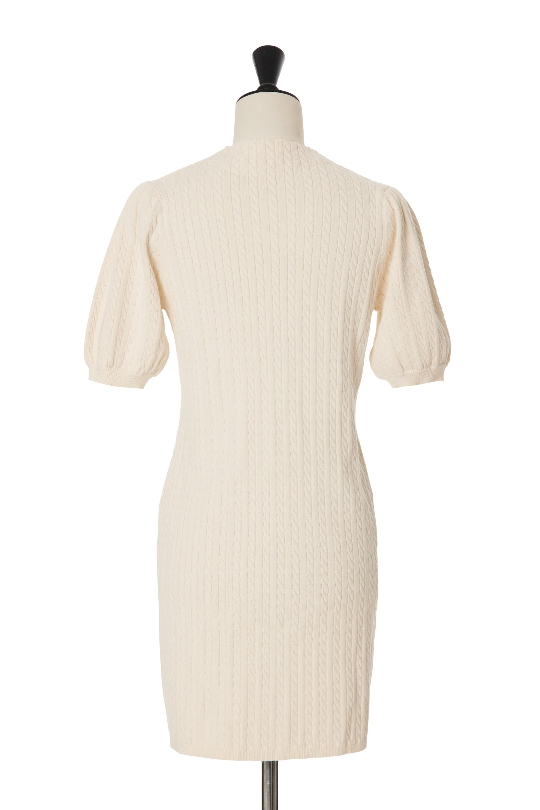 [New color] Puff Sleeve Cable Knit Dress