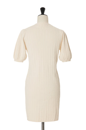 [New color] Puff Sleeve Cable Knit Dress