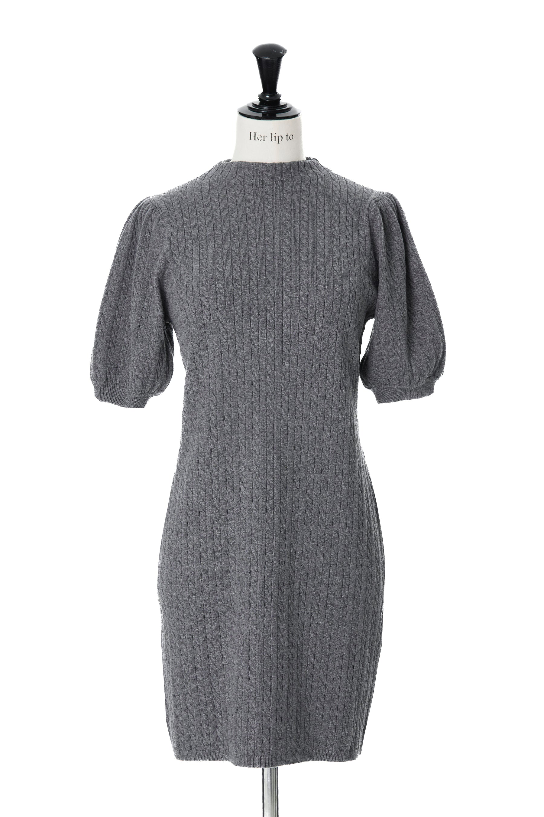 [New color] Puff Sleeve Cable Knit Dress