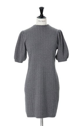 【新色】Puff Sleeve Cable Knit Dress