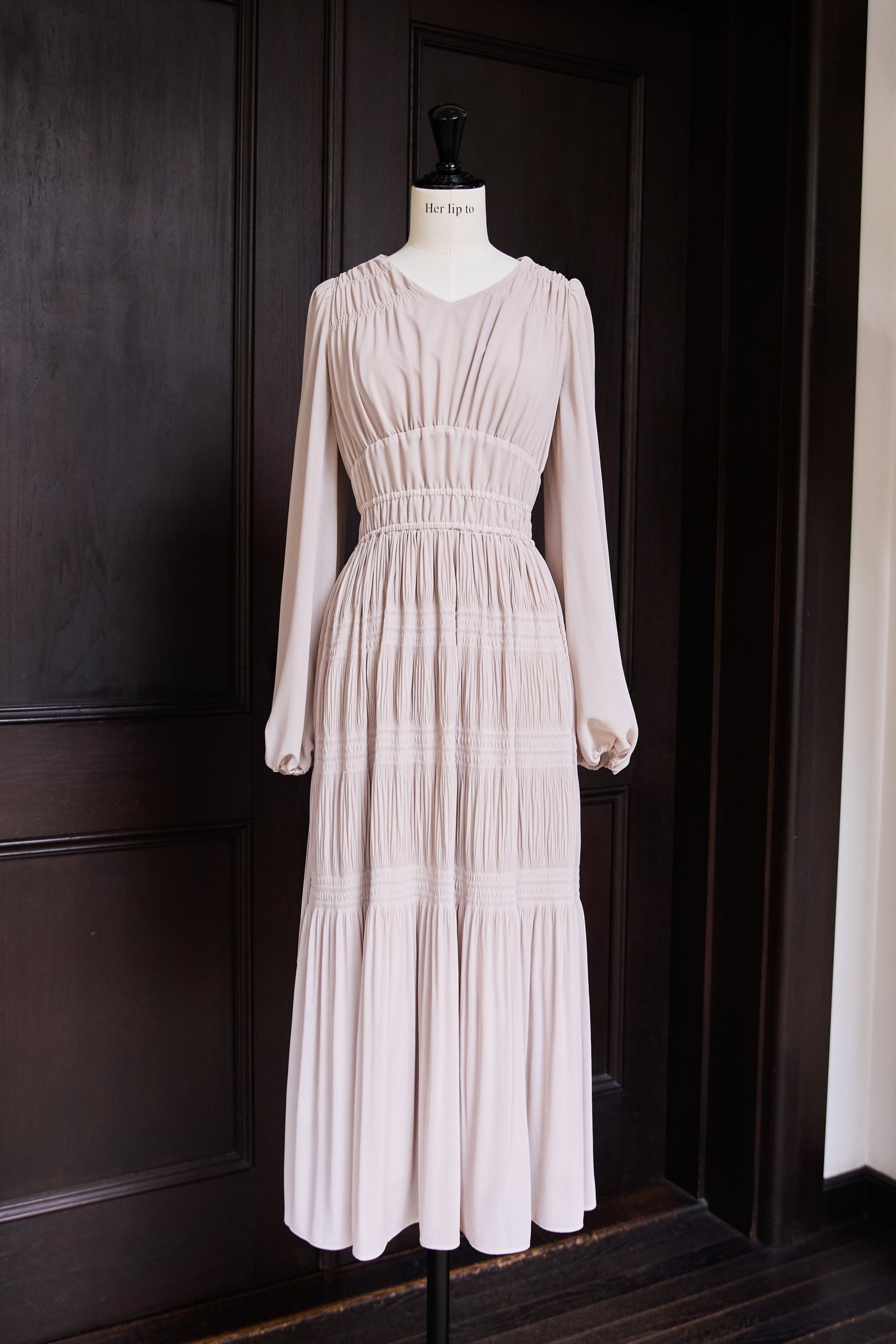 Majolica Pleated Chiffon Long Dress