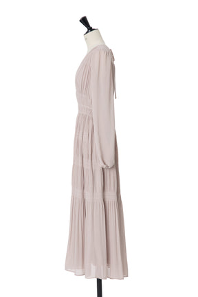 Majolica Pleated Chiffon Long Dress