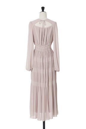 Majolica Pleated Chiffon Long Dress