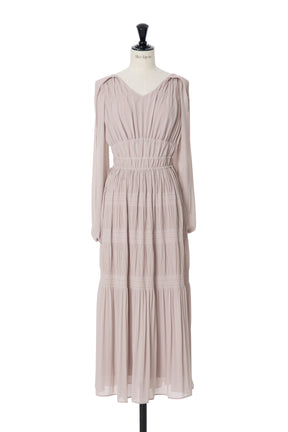 Majolica Pleated Chiffon Long Dress