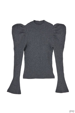 【10月下旬発送】【新色】Volume Sleeve Rib Knit Top