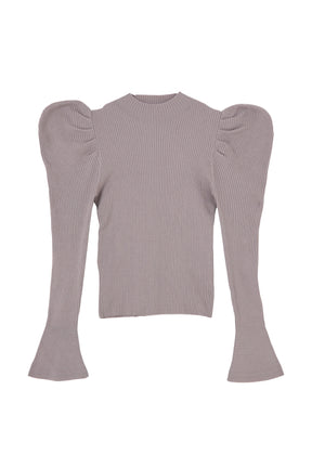 【新色】Volume Sleeve Rib Knit Top