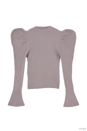 【10月下旬発送】【新色】Volume Sleeve Rib Knit Top