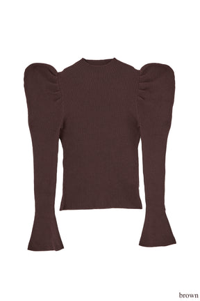 【10月下旬発送】【新色】Volume Sleeve Rib Knit Top