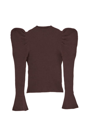 [New color] Volume Sleeve Rib Knit Top