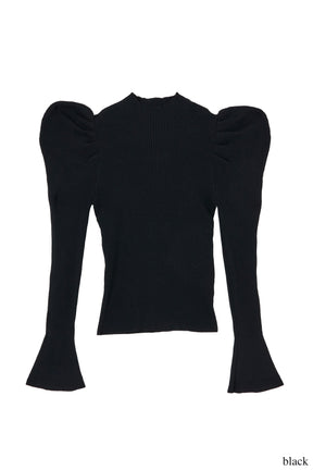 【10月下旬発送】【新色】Volume Sleeve Rib Knit Top