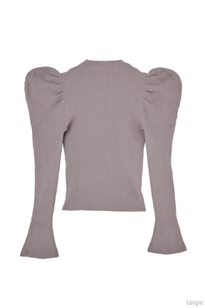 【10月下旬発送】【新色】Volume Sleeve Rib Knit Top