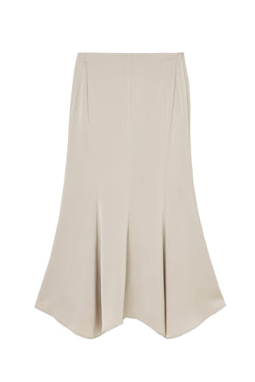 Asymmetric Hem Satin Skirt