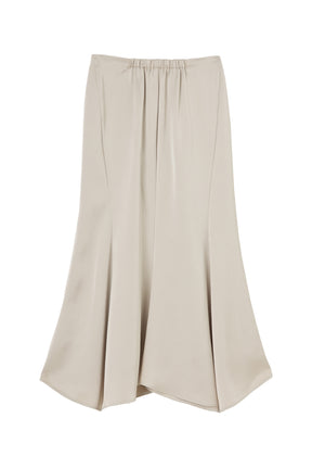 Asymmetric Hem Satin Skirt
