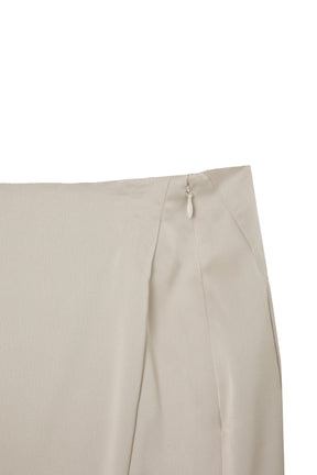 Asymmetric Hem Satin Skirt