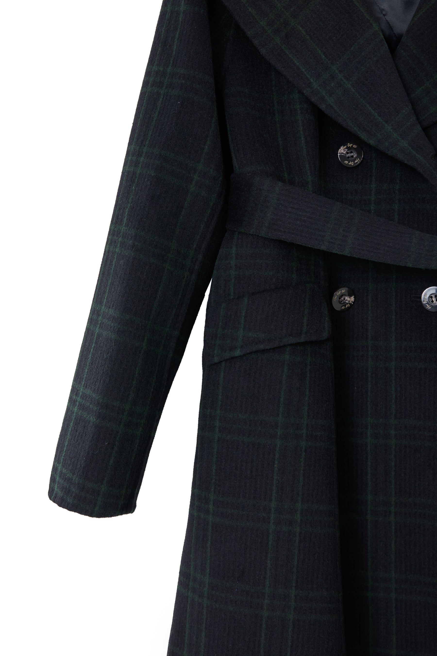 Checked Pattern Wool Blend Coat