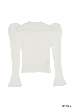 【10月下旬発送】【新色】Volume Sleeve Rib Knit Top
