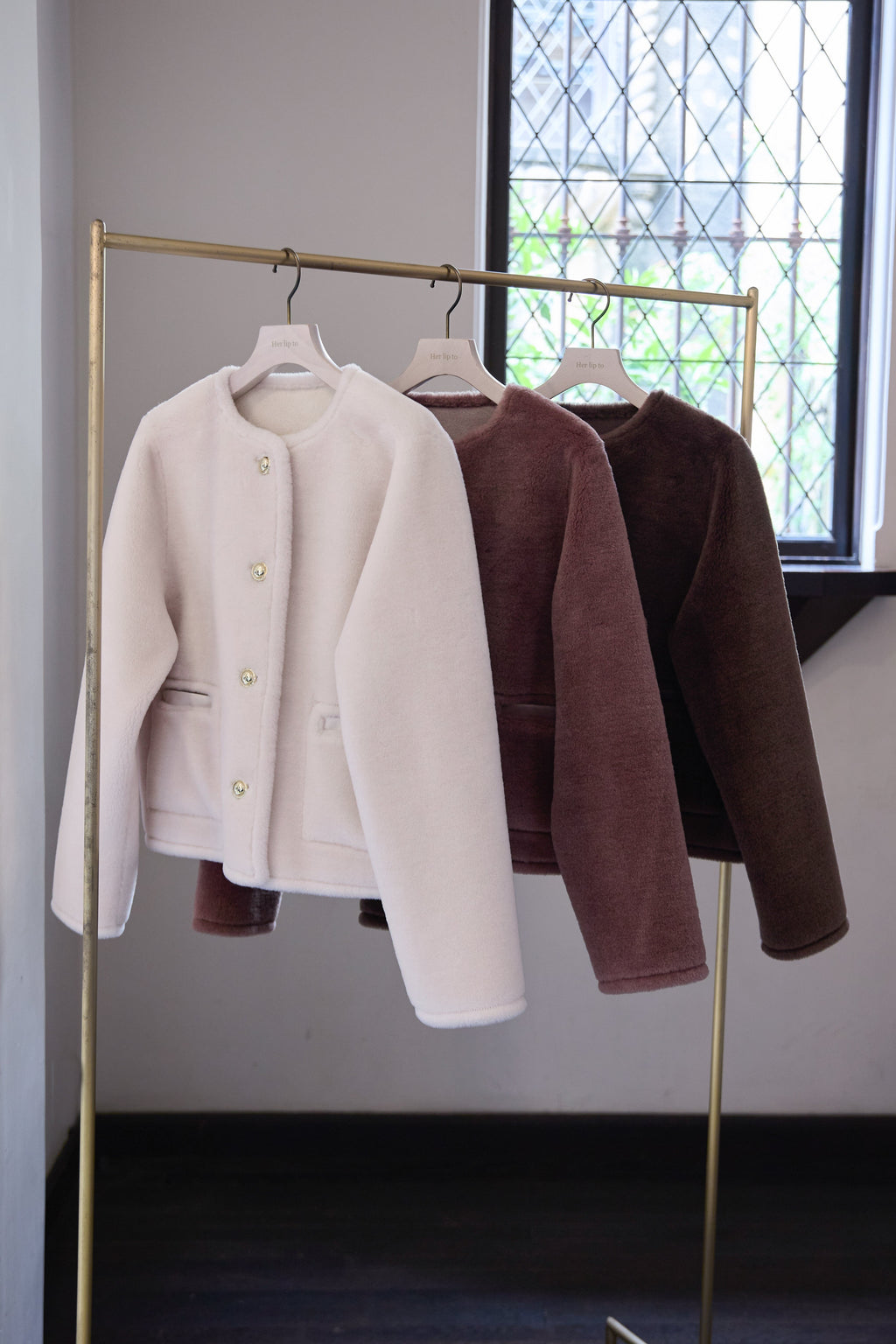 dark rose / espresso】Lausanne Wool Short Coat