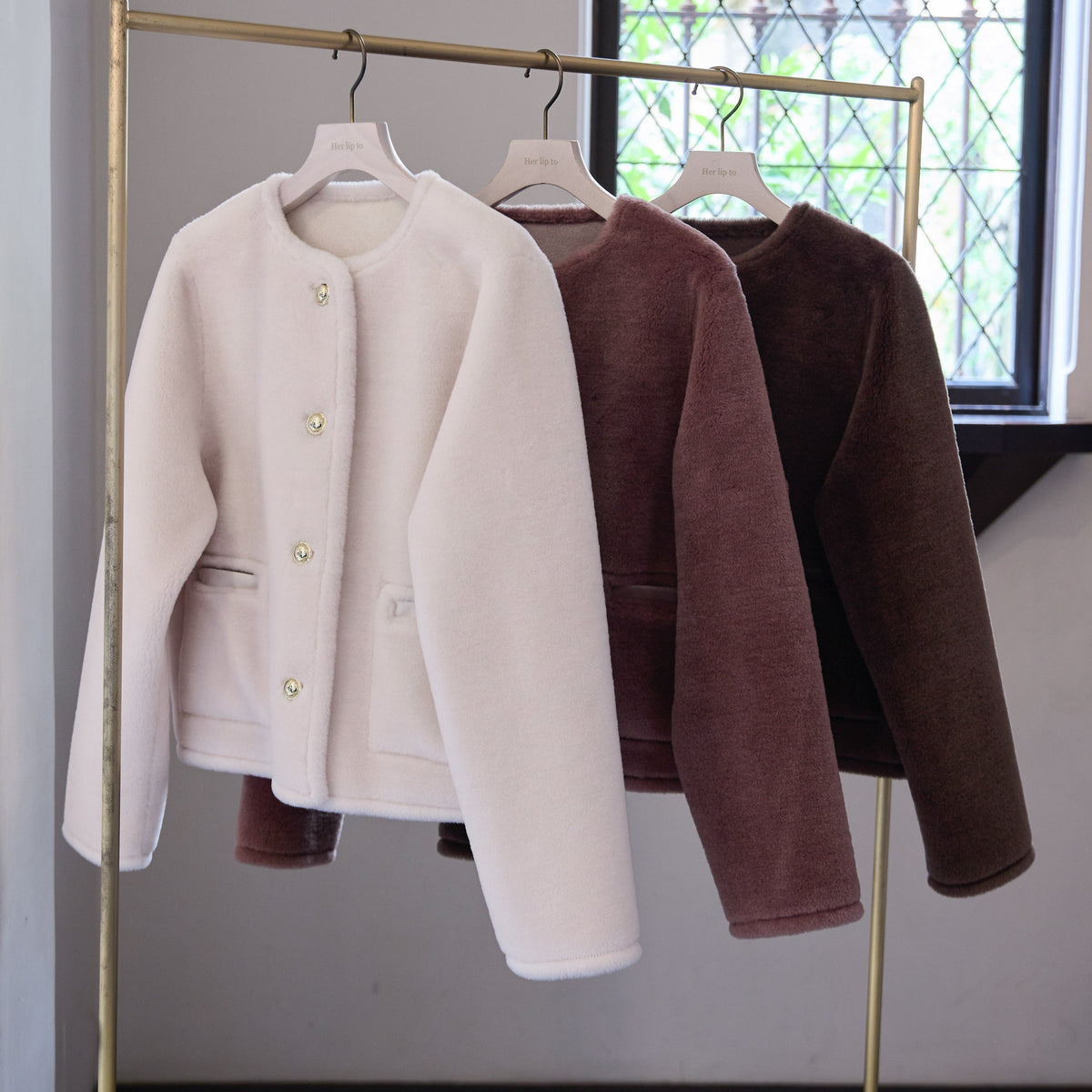 dark rose / espresso] Lausanne Wool Short Coat