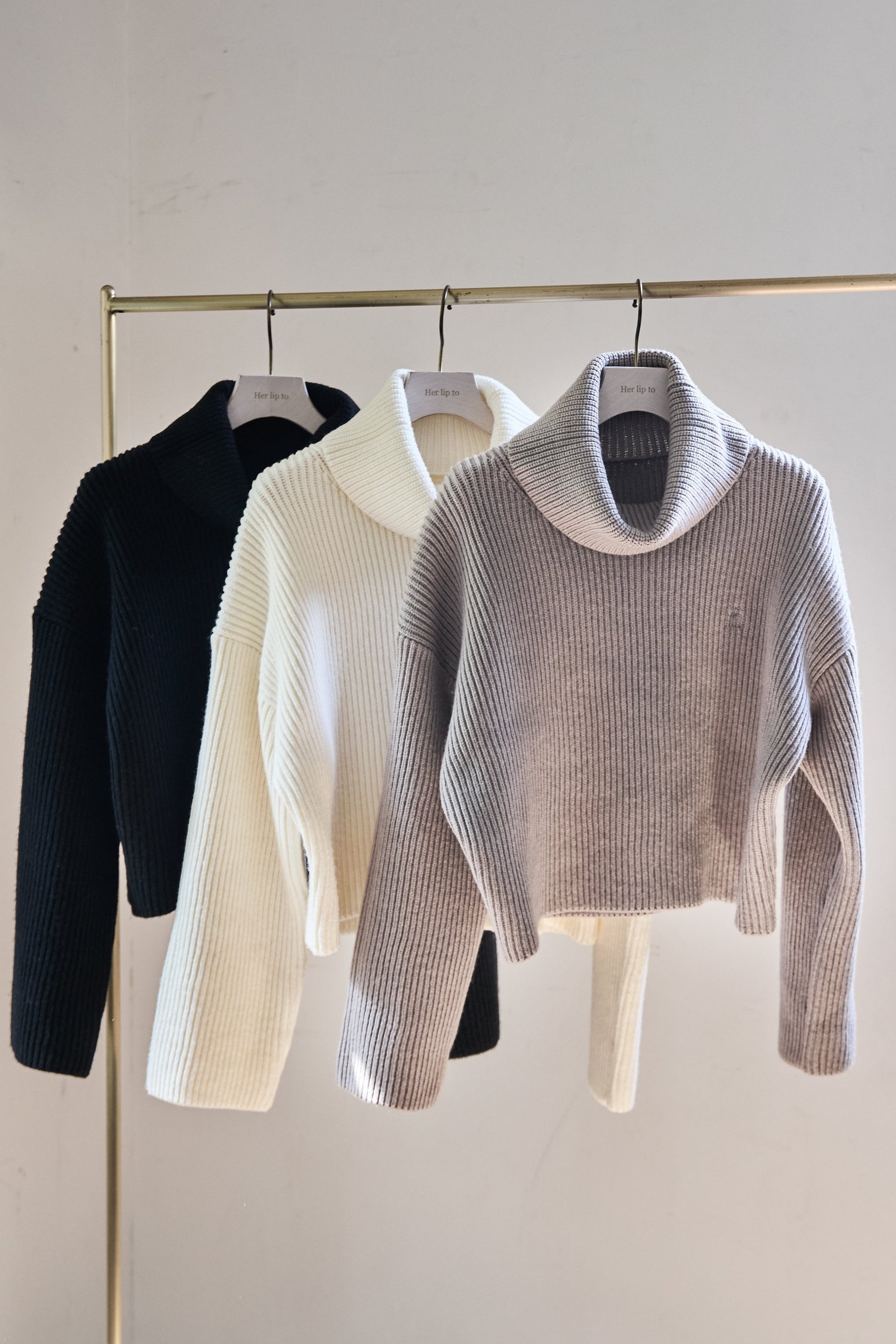 Trois Logo Turtleneck Knit Pullover