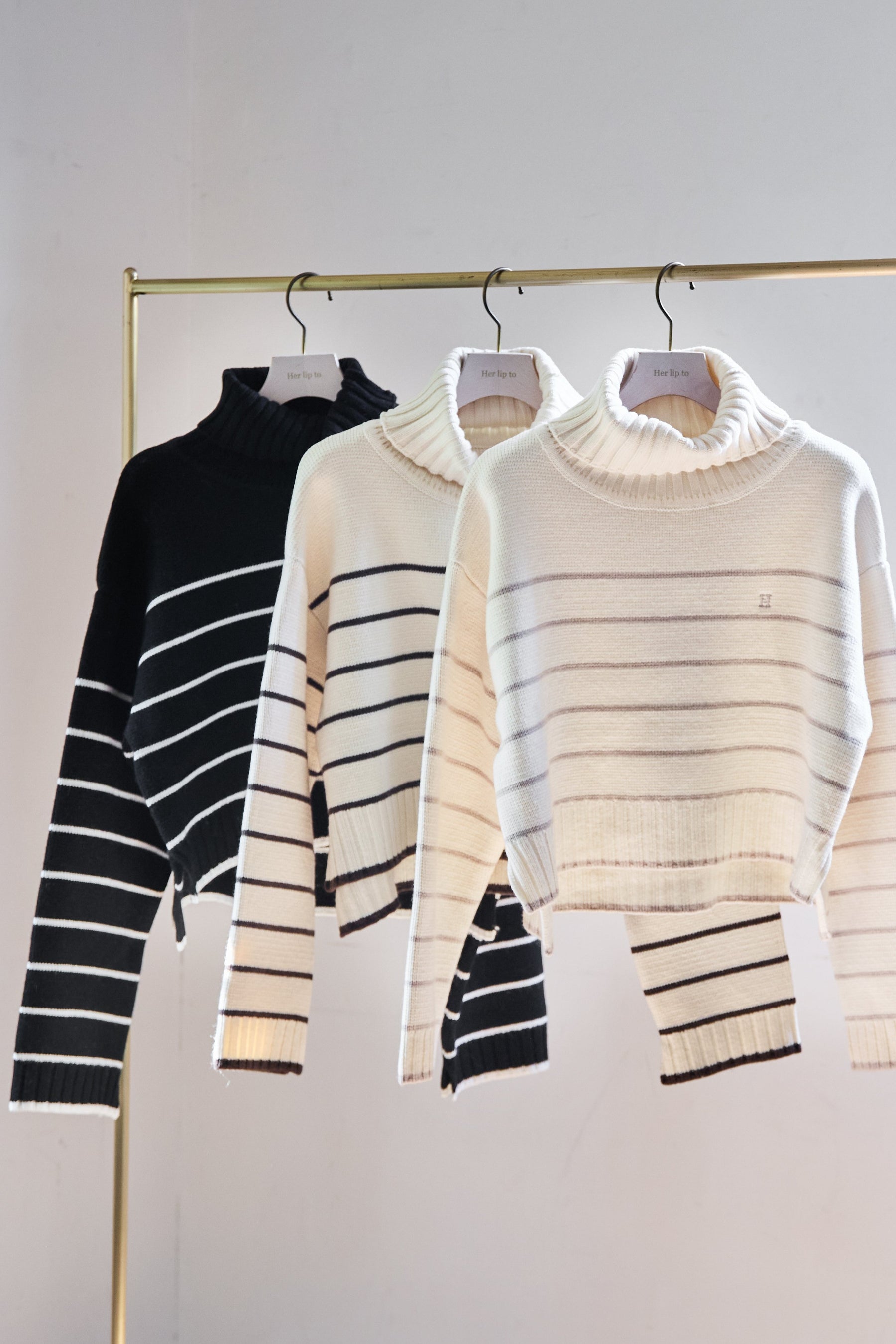 【新色】Striped Turtleneck Knit Pullover