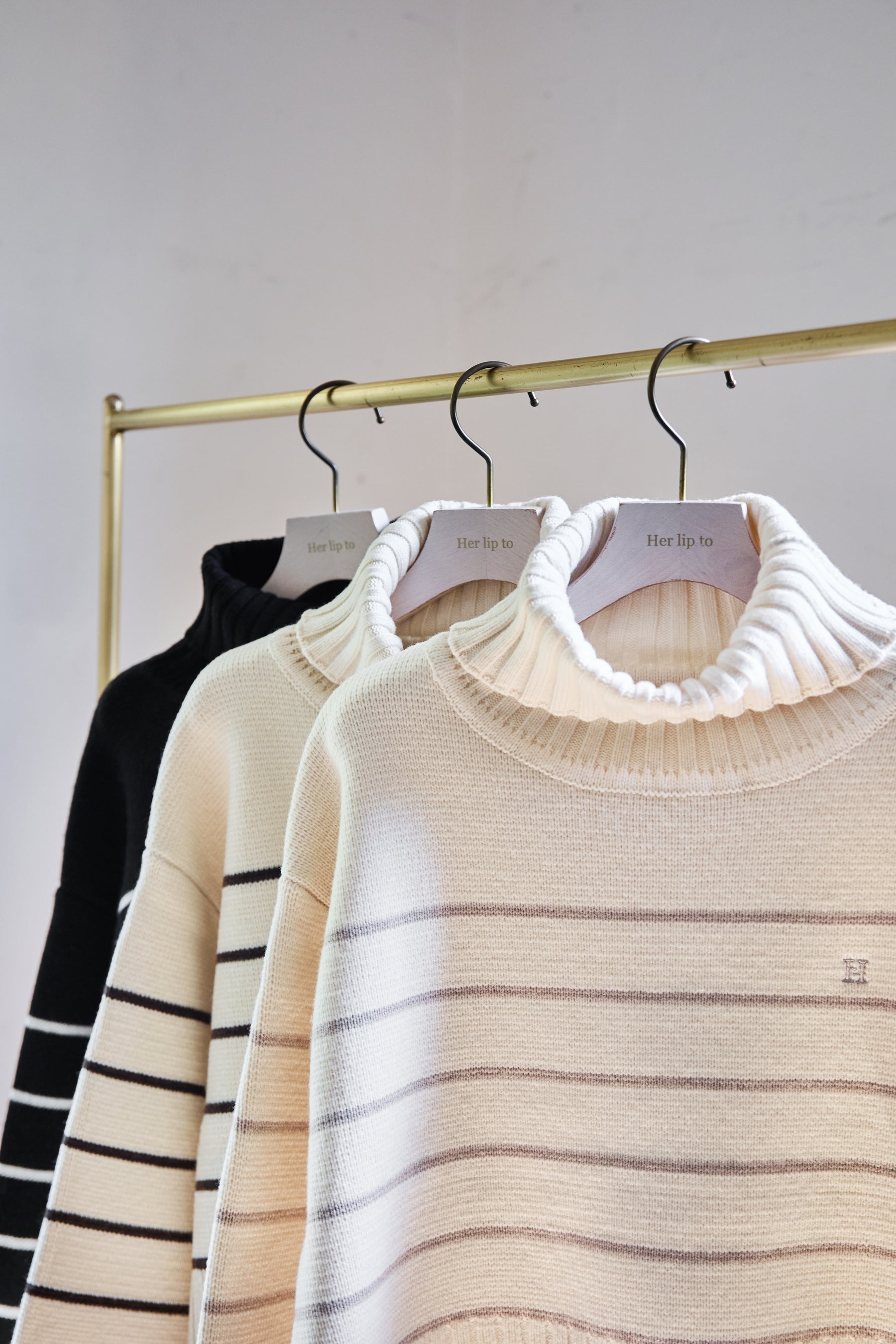 【新色】Striped Turtleneck Knit Pullover