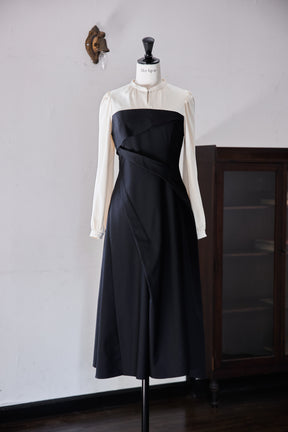 【10月中旬発送】Bicolor Draped Dress