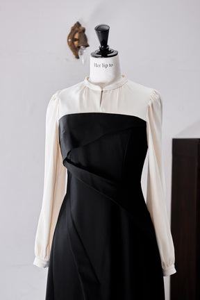 【10月中旬発送】Bicolor Draped Dress