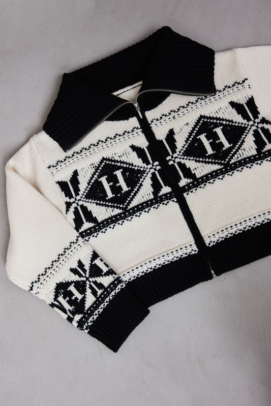 [Shipping in early January] H Nordic Knit Zip Jacket