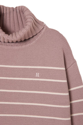 [New Color] Striped Turtleneck Knit Pullover