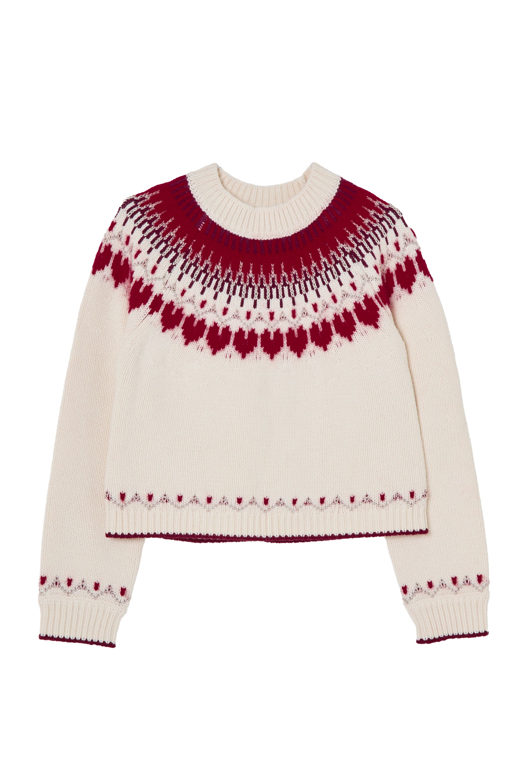 【新色】【red】Heart Fair Isle Knit Pullover