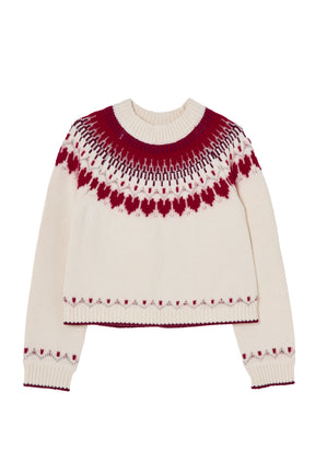 【新色】【red】Heart Fair Isle Knit Pullover