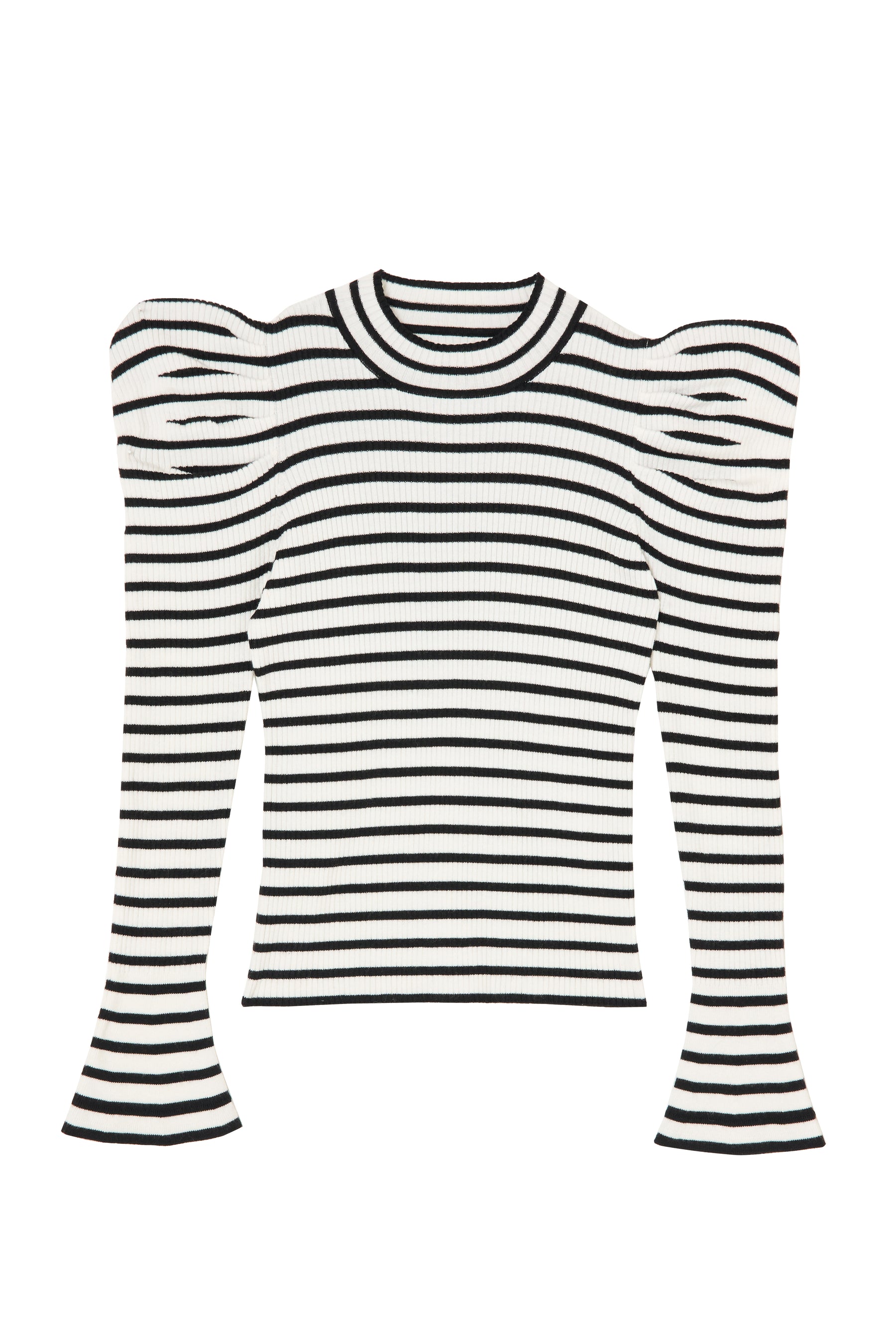 Volume Sleeve Stripe Knit Top