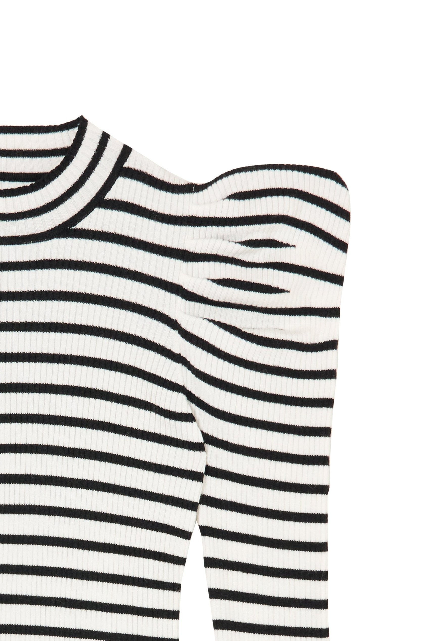 Volume Sleeve Stripe Knit Top