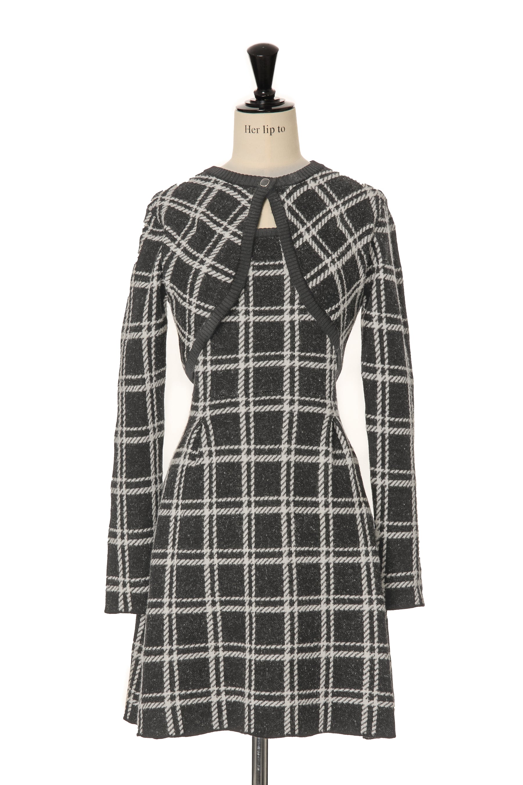 【1月中旬発送】【gray】Pantheon Checked Knit Dress