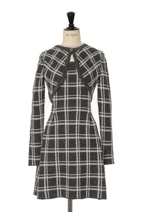 【1月中旬発送】【gray】Pantheon Checked Knit Dress